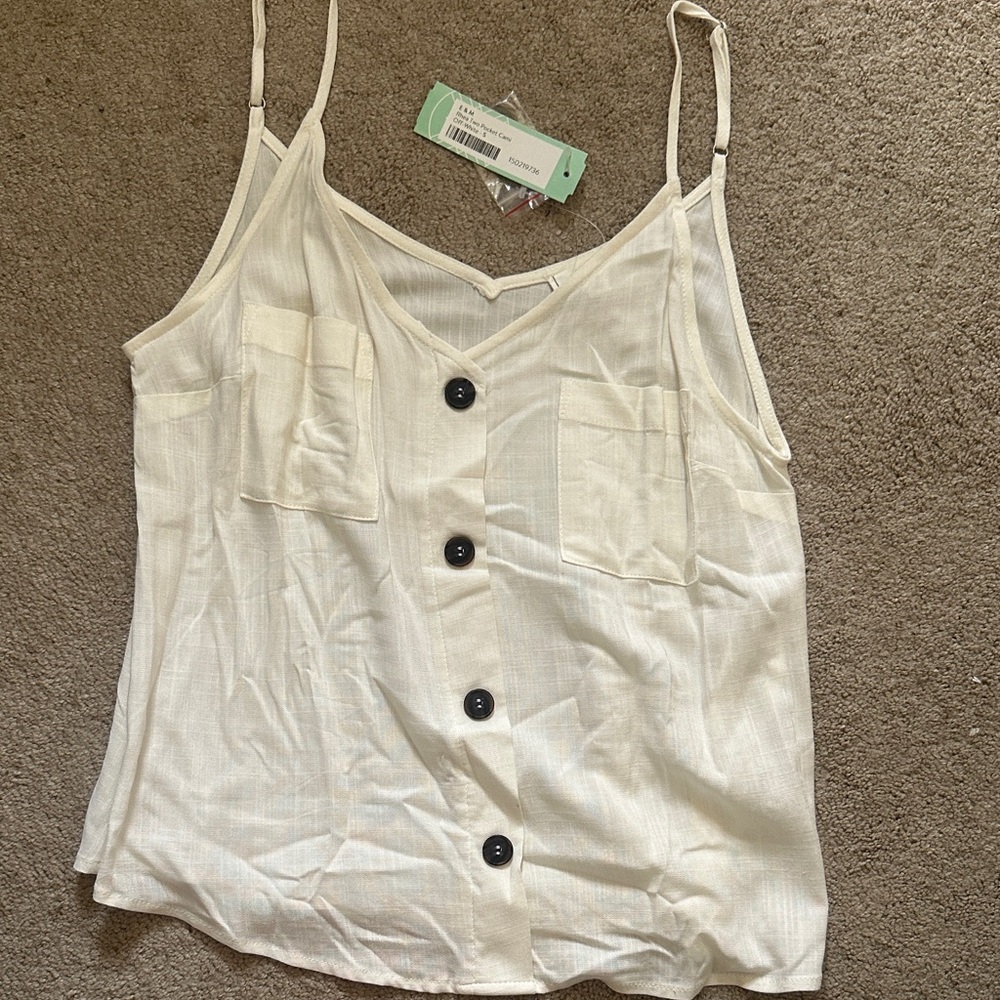 Elegant Cream Button-Down Women's Tank Top